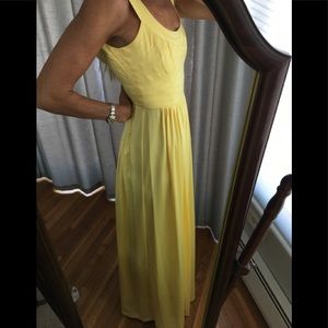 BCBG canary yellow full length gown